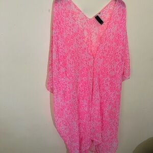 La Mode Vibrant Pink Geometric Women's Swim Cover-Up One Size